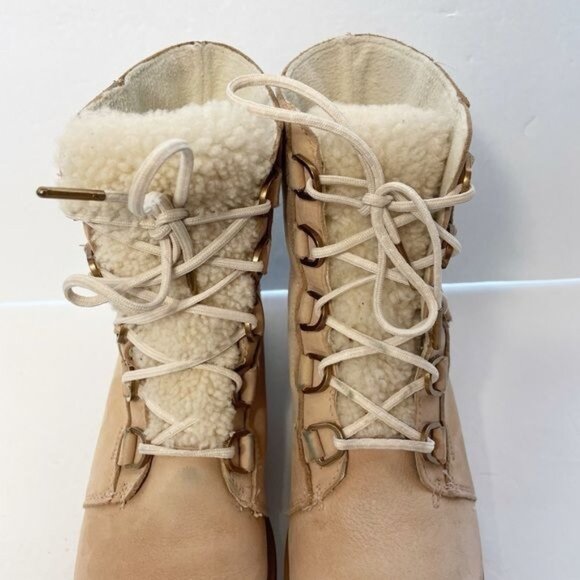 Sorel Phoenix Short Lace Lux Blush Boots Sheepskin Lined Size 8.5 Durable Winter - Picture 8 of 11